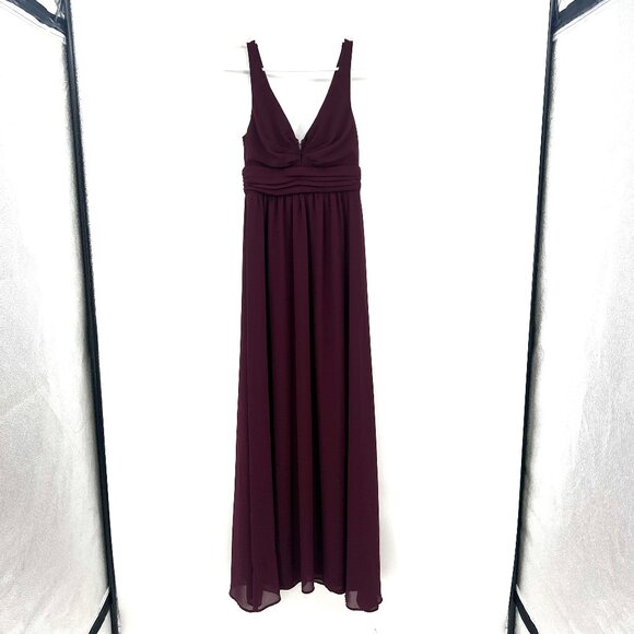 Lulu's Burgundy Chiffon Sleeveless Maxi Dress Women's XS - Picture 1 of 8